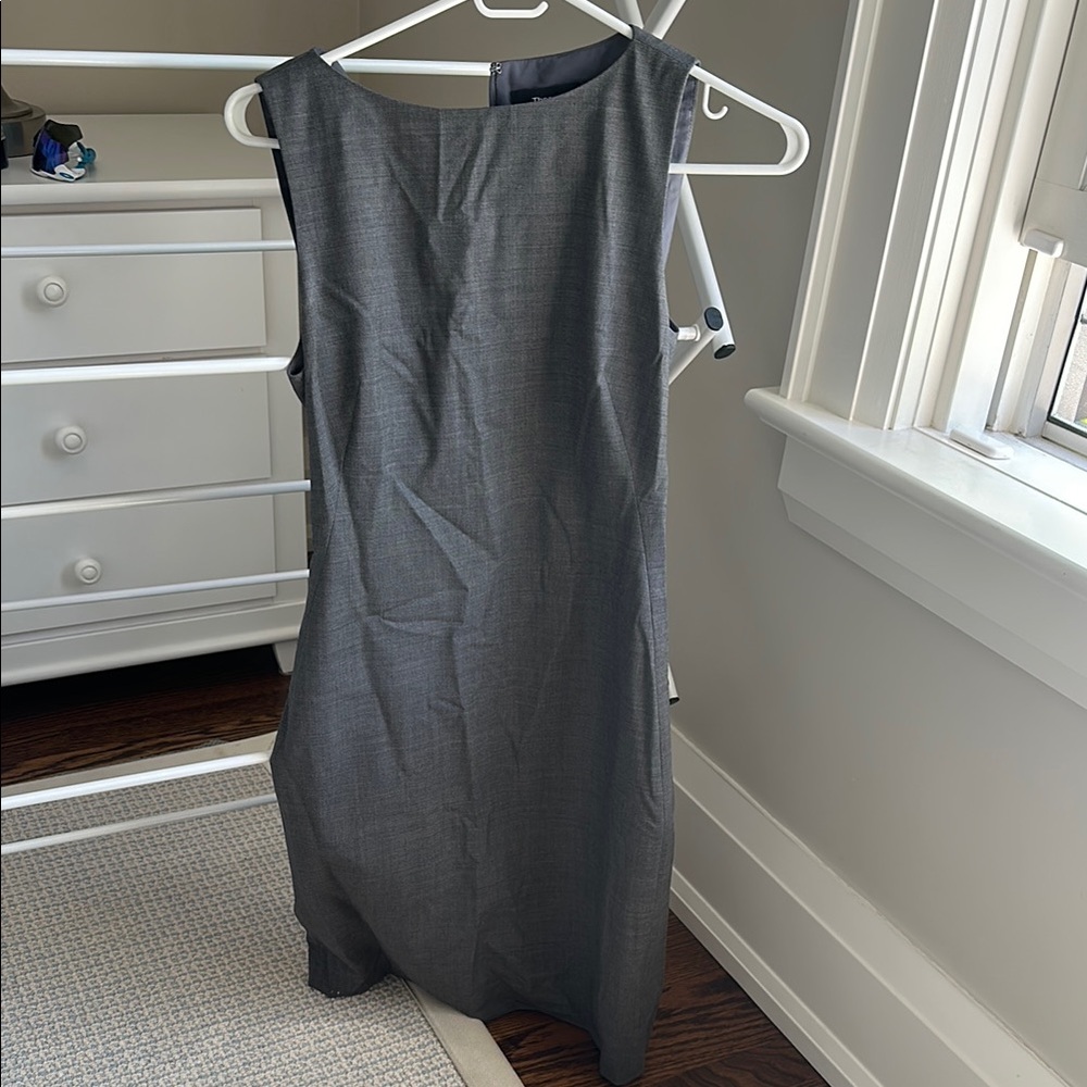 Theory Gray Asymmetrical Sheath Midi Dress